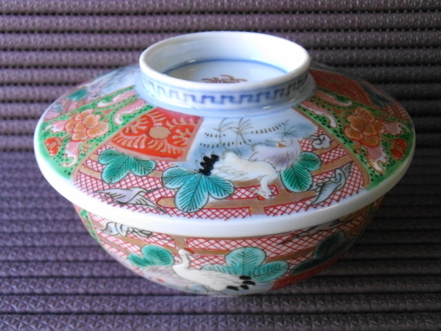 古伊万里 蓋茶碗 色絵金彩 | 5客 欠け無し 振りものシミあり 5