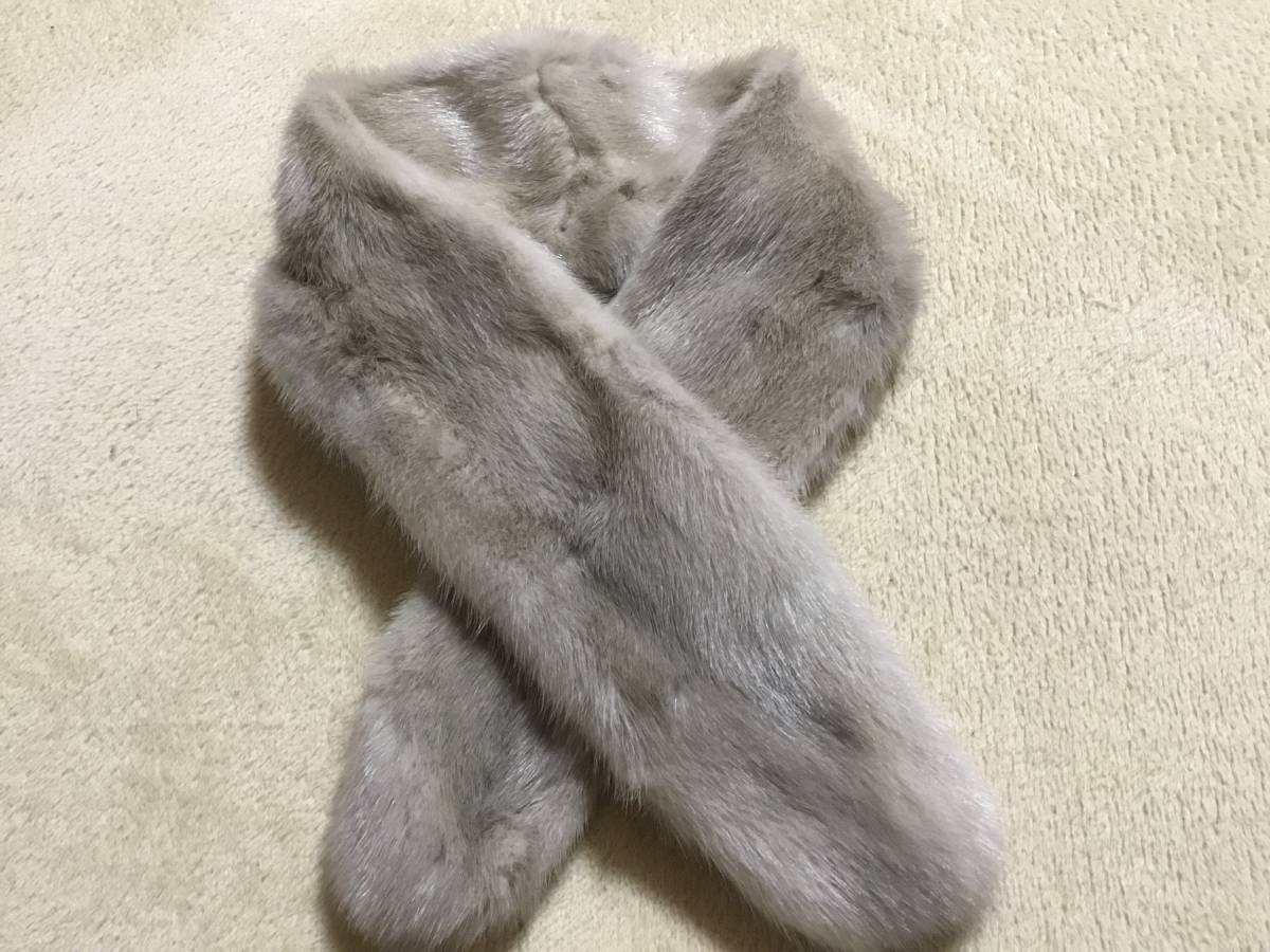 ハンドメイド♪ サファイアミンクのクロスティペット マフラー フルスキン 