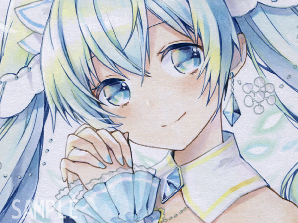香京七海 ○同人手描きイラスト「雪ミク」ミニ色紙○(手描きイラスト