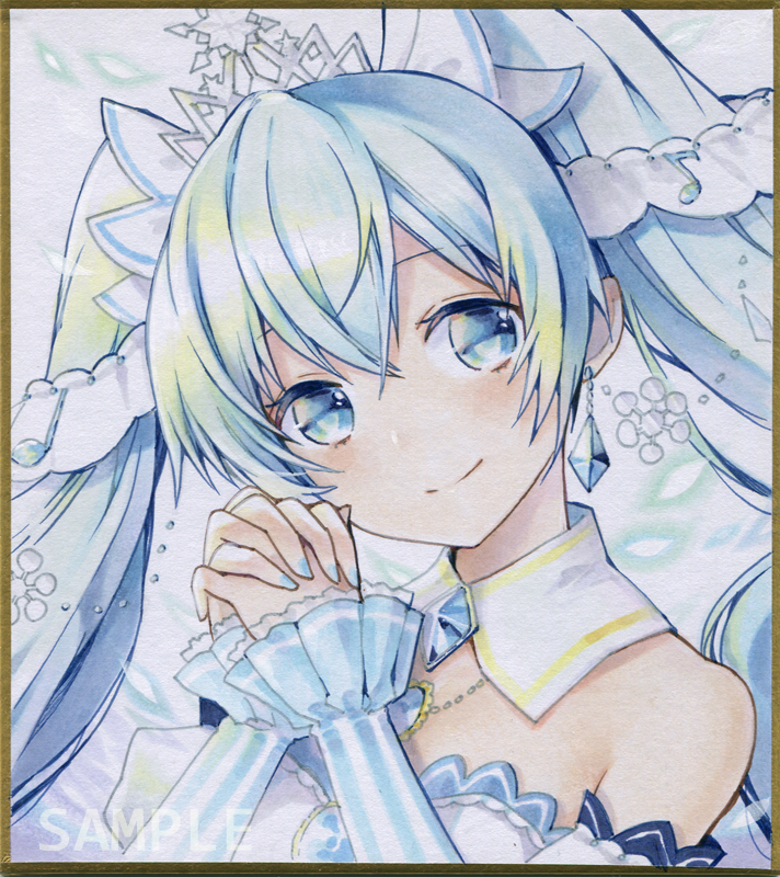 香京七海 ○同人手描きイラスト「雪ミク」ミニ色紙○(手描きイラスト