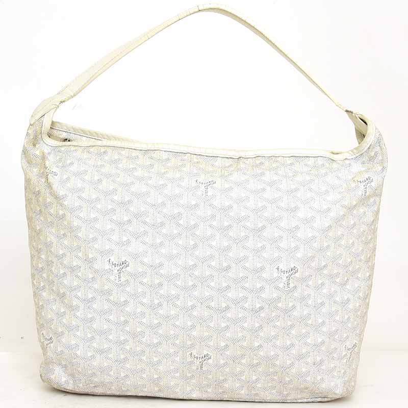 1円 GOYARD ゴヤール フィッジィ ワンショルダーバッグ 定価16.6万 ホワイト 白 PVC ヘリンボーン レディース 肩掛け 柄 軽量 鞄 c.1 ★