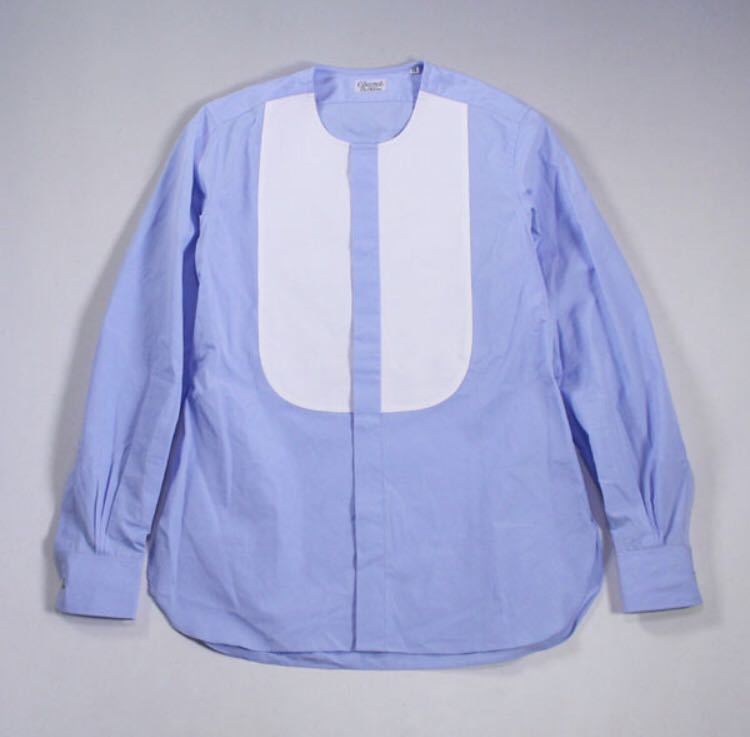 極美品 CHARVET シャルベ ノーカラー ブザムシャツ ブラウス 14 M L 
