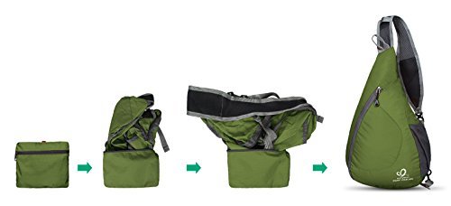 色グリーン WATERFLY(ウォーターフライ) ワンショルダーバッグ 斜めがけバッグ ボディバッグ 軽量 折り畳み 大容量 メン_2