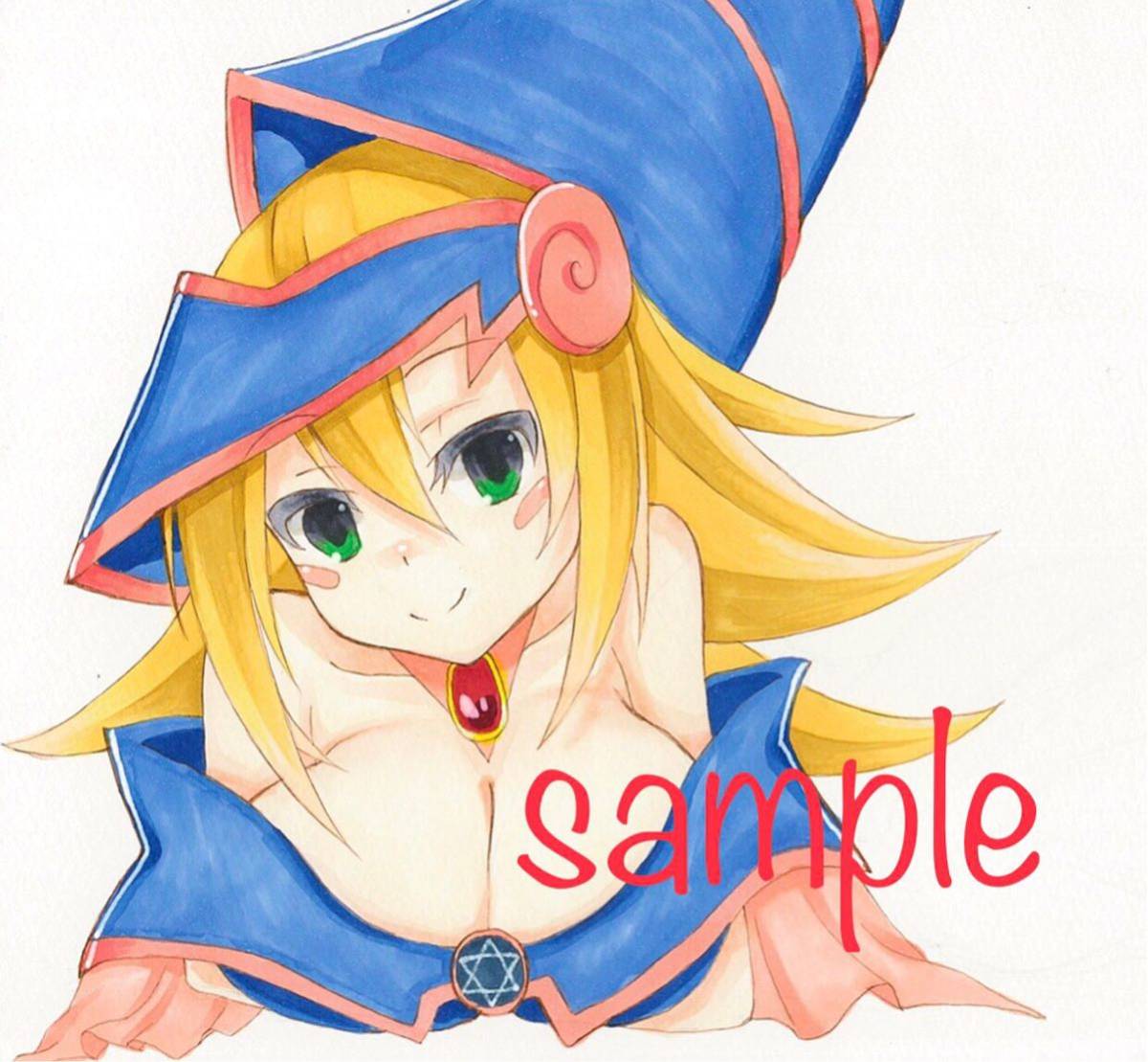 手描きイラスト ブラックマジシャンガール A4 原画 コピック 遊戯王