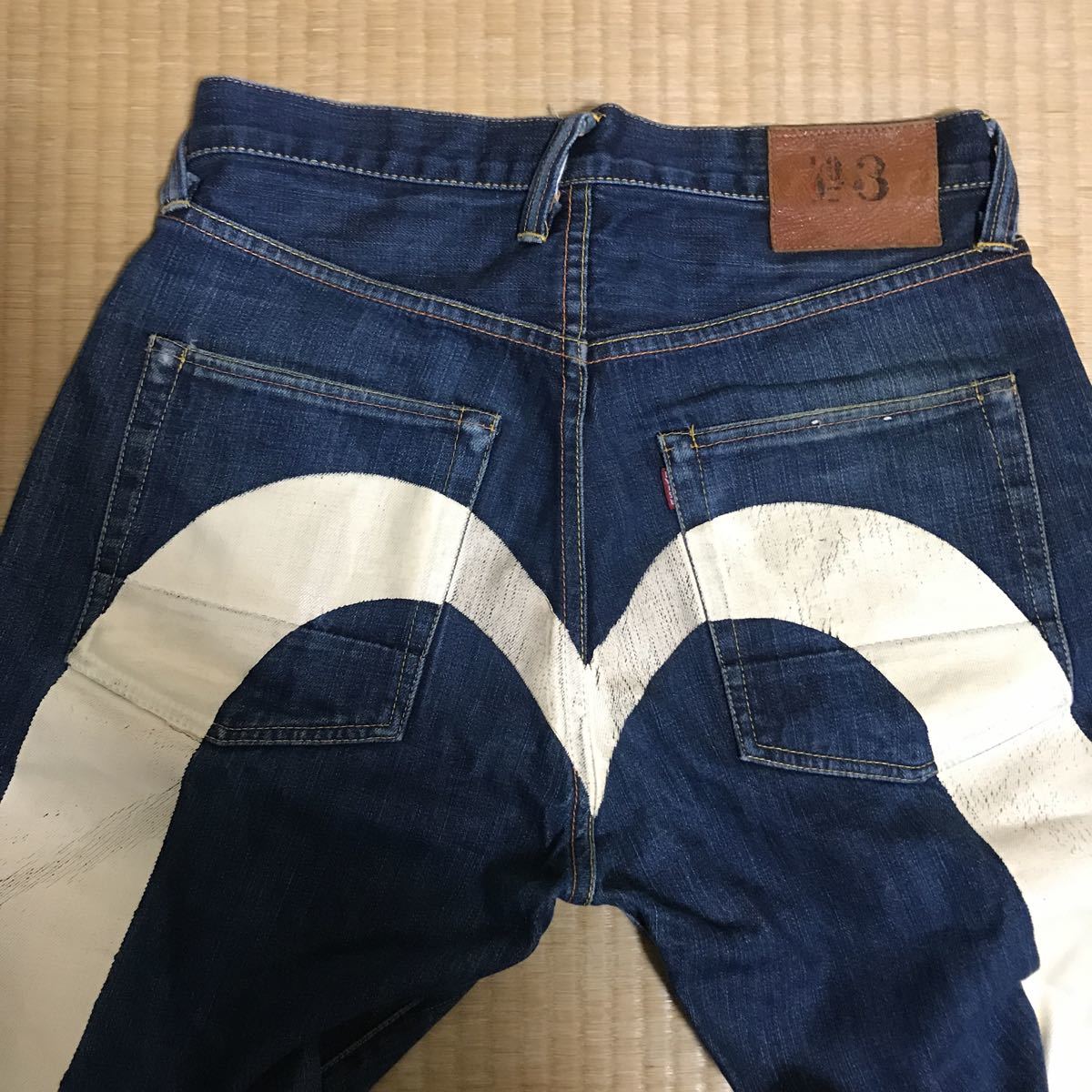 濃紺 EVISU 2001 NO.3 大黒 白カモメペイント デニム パンツ 31 レア 
