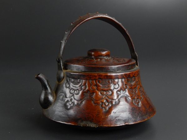 煎茶道具 銅製 打出 水注 湯沸し 時代物 極上品 初だし品 6524