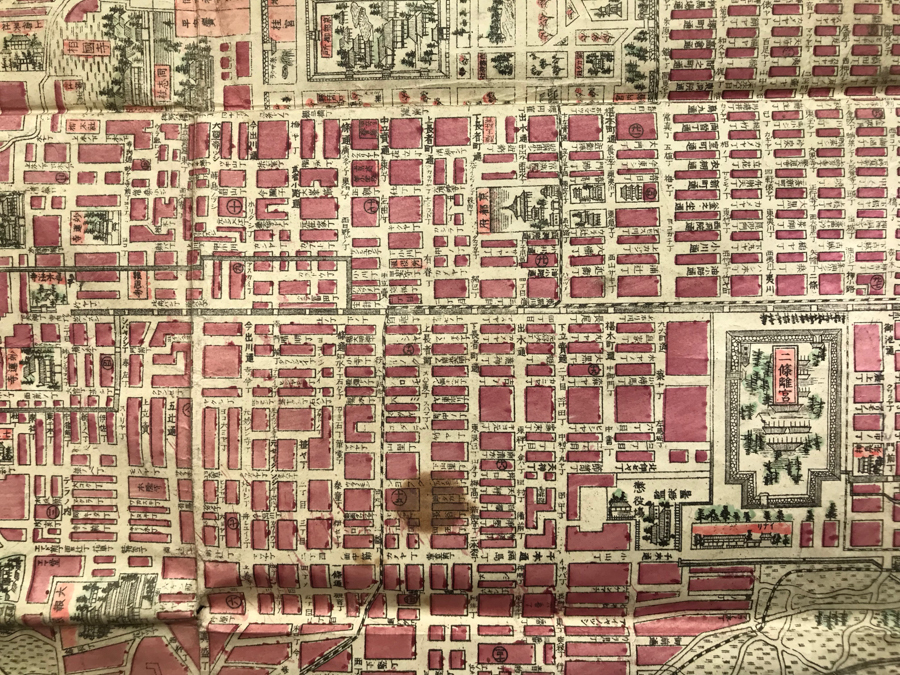 古地図 京都 明治期 京都一覧全図 銅版画 手彩色 明治26年 -