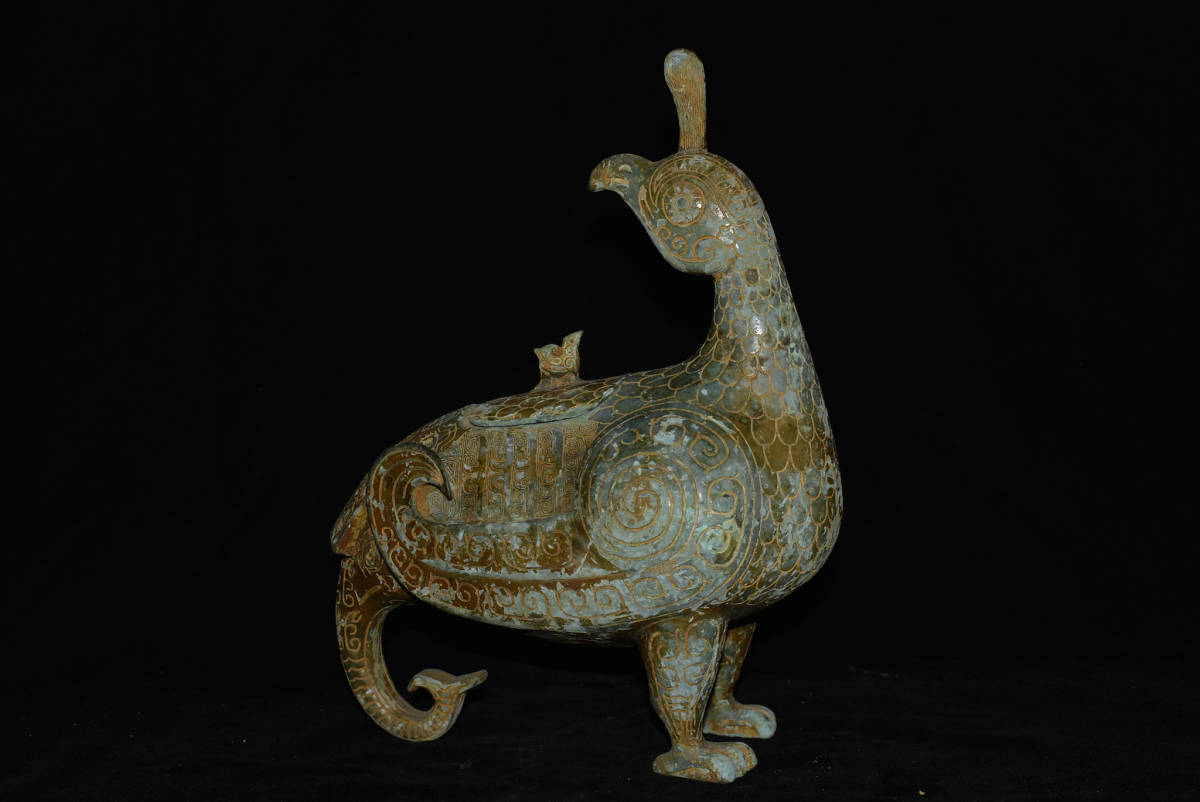 西周時期 青銅器 鳥頭象尾 如意紋 鳥尊 醸酒器 古文字銘文 酒器 【公式
