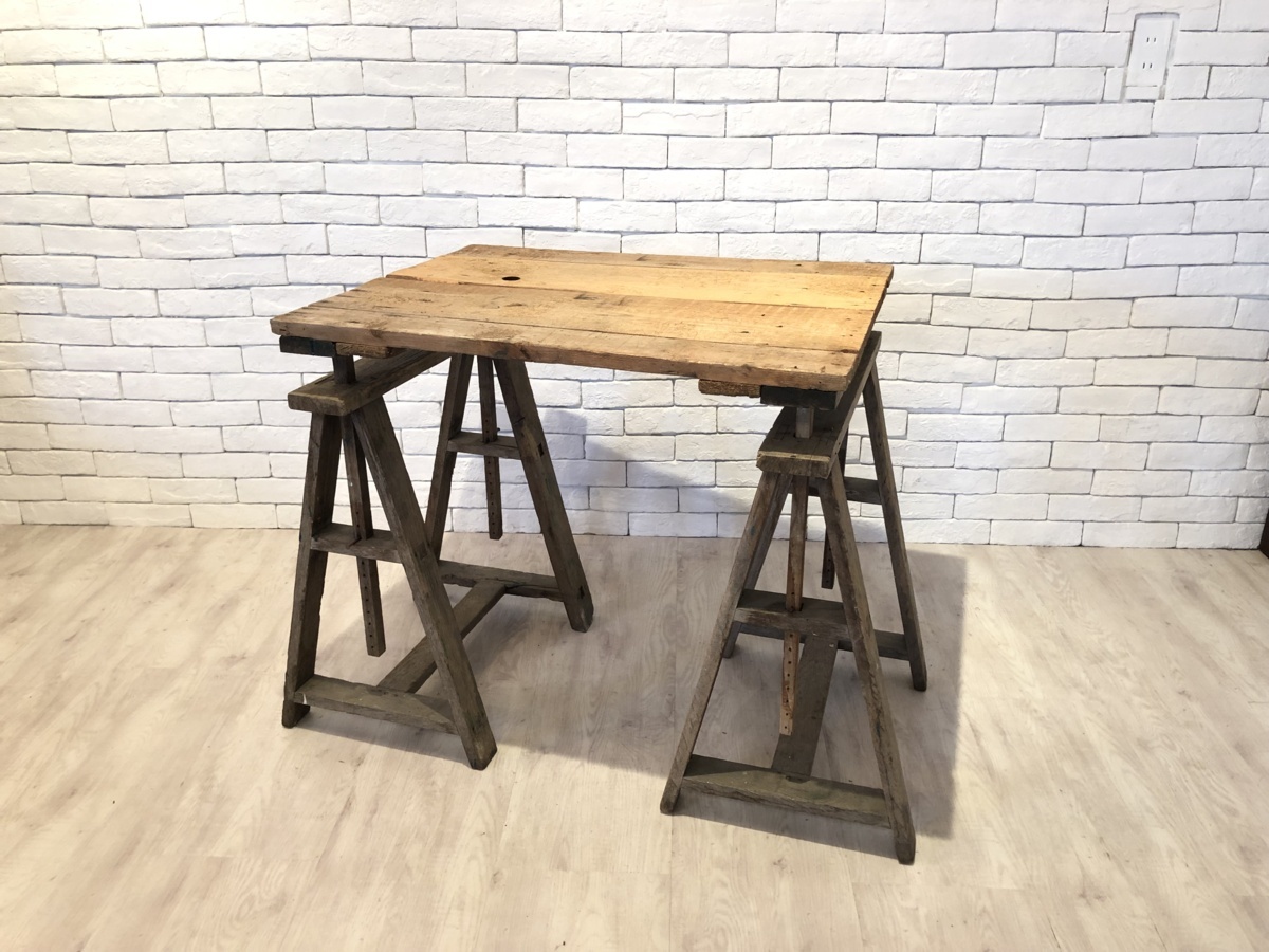 6142 フランスアンティーク 木製テーブル 高さ73.5cm 天板幅77cm 天板