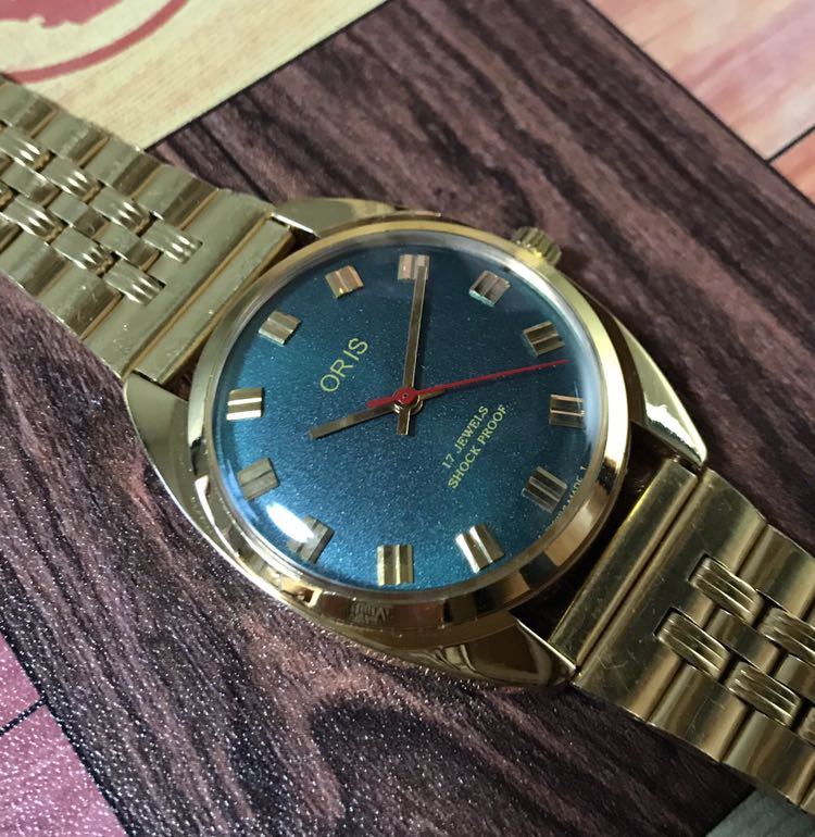ORIS オリス SWISS 17石 機械式手巻き L美品 グリーン 手巻き ST-96