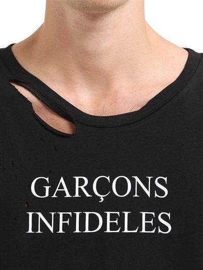 ☆新品未使用☆値下げ！GARCONS INFIDELES デストロイ加工 ロゴT 