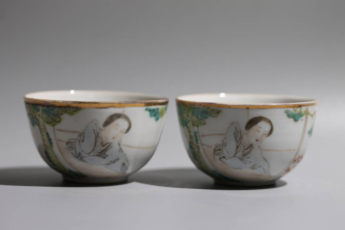 中国美術 茶碗 粉彩壽比南山人物紋 ・古陶磁器 ・珍品旧 清時代 2026年 