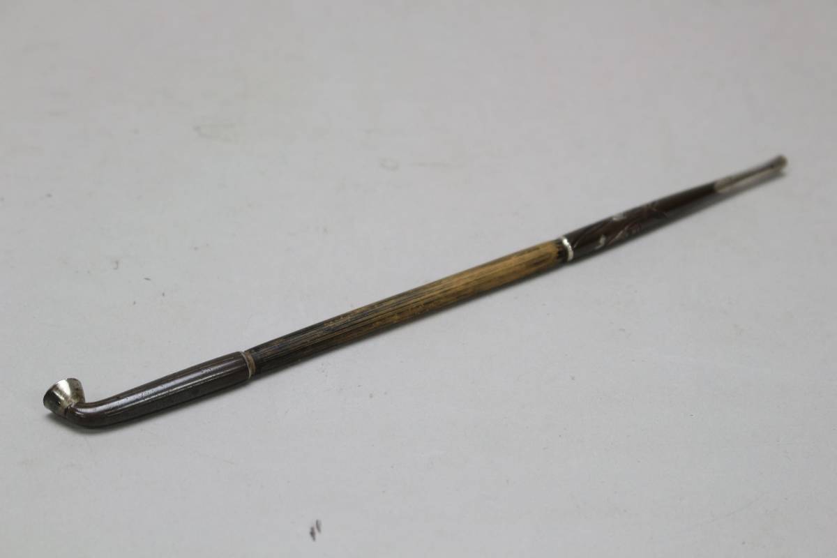 煙管 キセル パイプ 小柄 四分一 #50915 4056 時代喫煙具 彫金銀象嵌