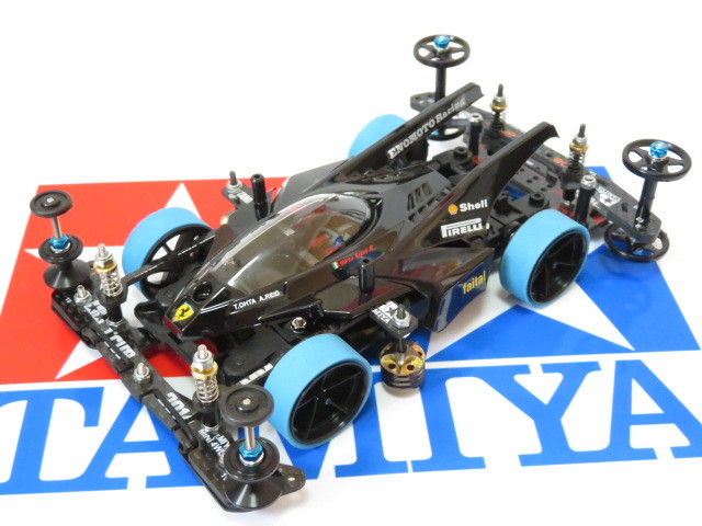 ミニ四駆カーボンフレキ完成品サンダーショットポリカカスタム桜仕様  