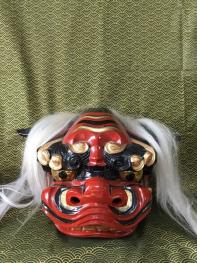 木彫 獅子舞 木彫り 獅子頭 木製 古美術 金彩 魔除け 金箔 .獅子頭