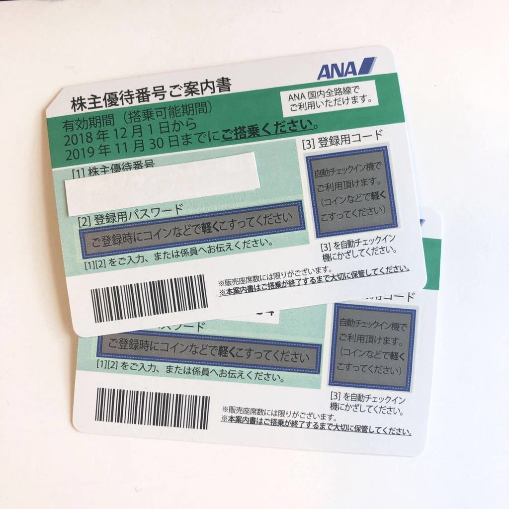 送料無料＊ANA 全日空 株主優待券 ２枚 2019年11月30日 パスワード可