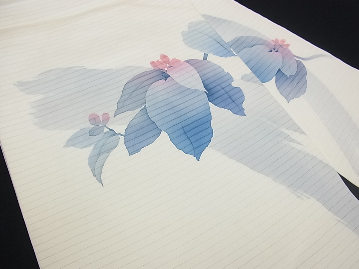 ベストストア日本一受賞店！■平和屋着物■夏物　絽塩瀬　九寸名古屋帯　作家物　手描き　枝花文　逸品　z2601