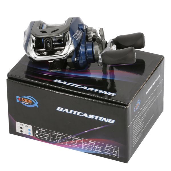 展示処分品 フィッシング 【リール ブルー】 右ハンドル 釣り ベイトリール 軽量 ボート ルアー ロッド シマノ ダイワ アブガルシア 089_1