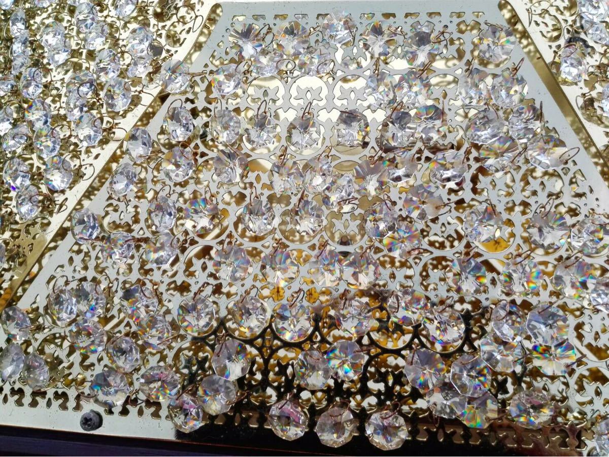美品 希少 60㎝ ゴールドキング シャンデリア 豪華木枠 六角形 中央 