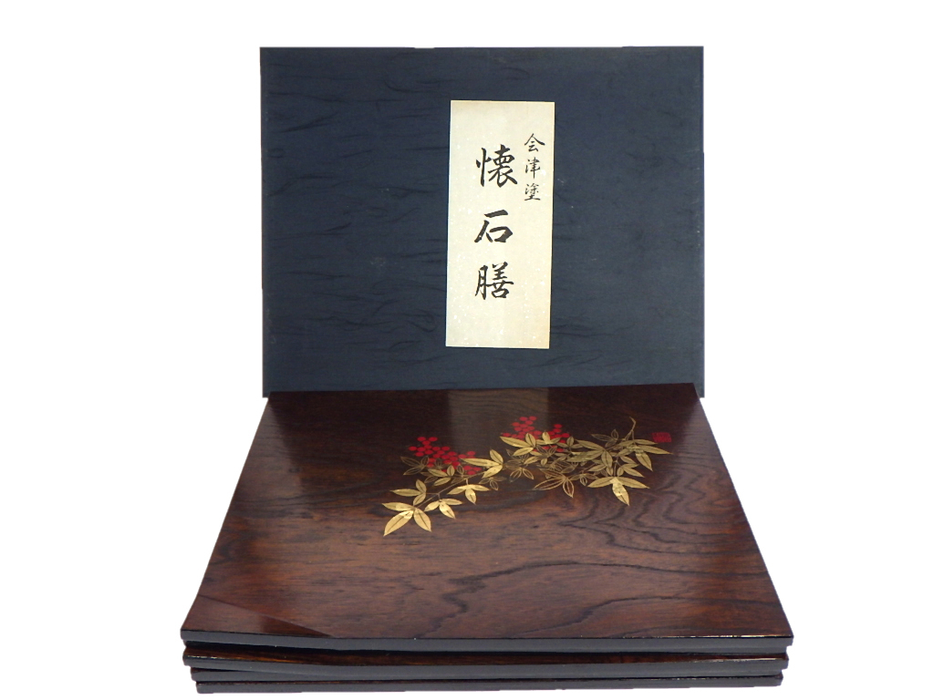【お得，新作】 会津塗 懐石膳 漆器 漆 お盆 食器 5枚セット 伝統工芸品(盆)｜売買されたオークション情報、yahooの商品情報をアーカイブ公開 - オークファン 盆