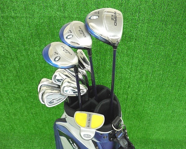 M≪大関質店≫中古 ダンロップ ハイブリッドEZゴルフセット HI-BRID HB-400 R 1W、3W、5W、5-9.P.A.S、PT(BLUE BEL#4) (12本)
