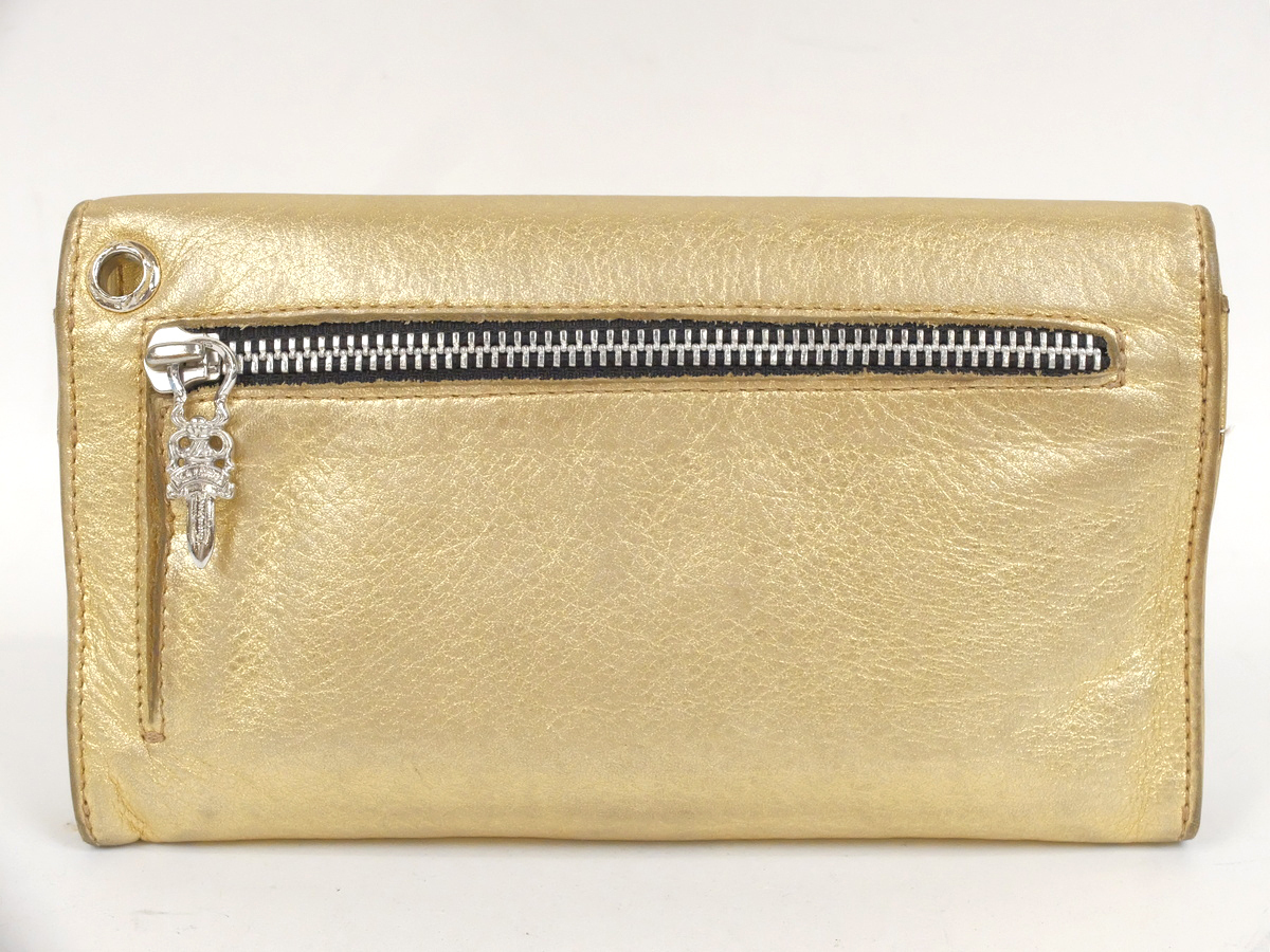 Chromeheartsクロムハーツ ウェーブウォレット 長財布 レザー ゴールド クロスボタン ダガーチャーム 財布 売買されたオークション情報 Yahooの商品情報をアーカイブ公開 オークファン Aucfan Com