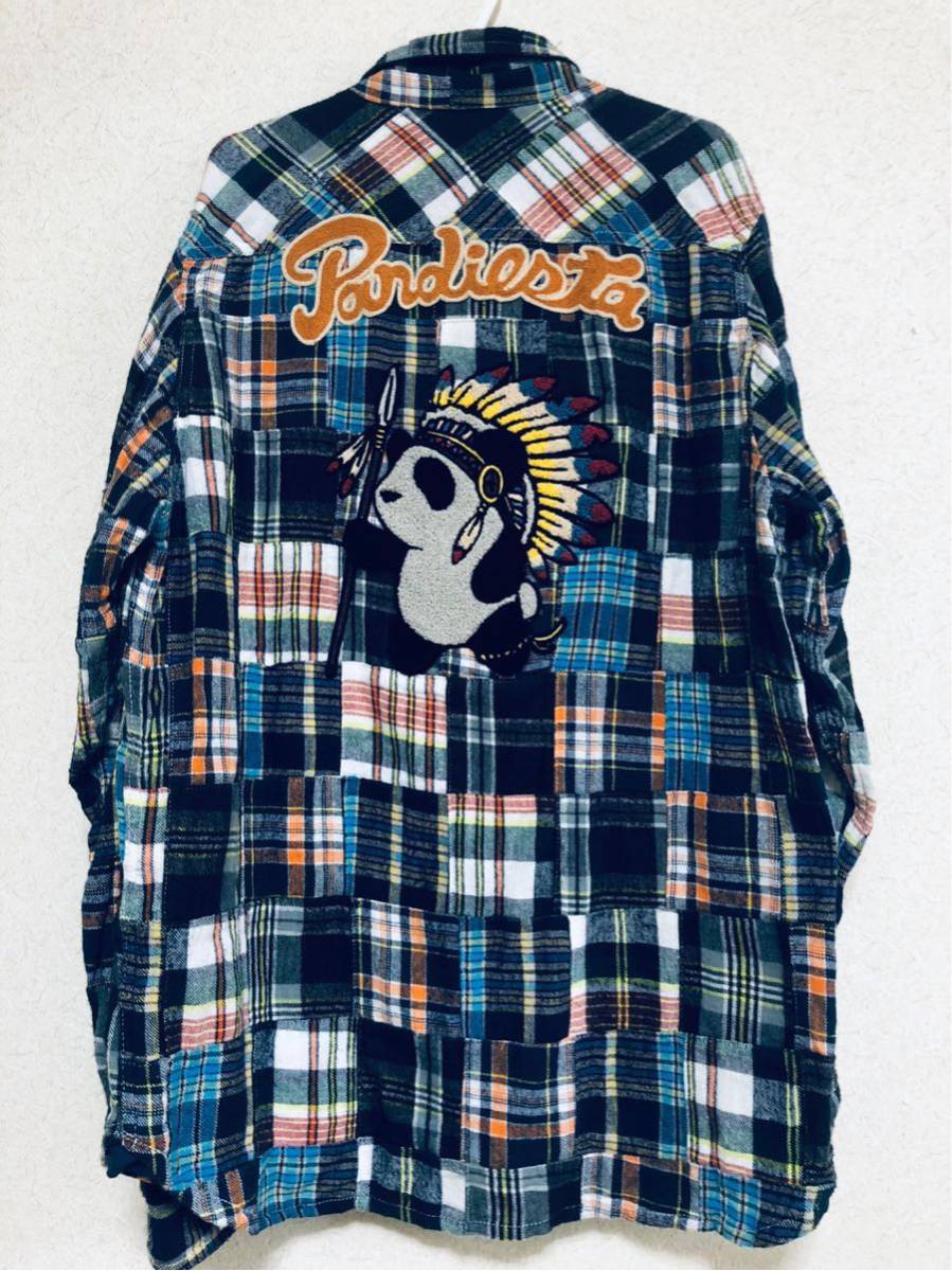 【値下交渉アリ】Pandiesta Japan インディアンパンダ チェック パッチワーク シャツ L