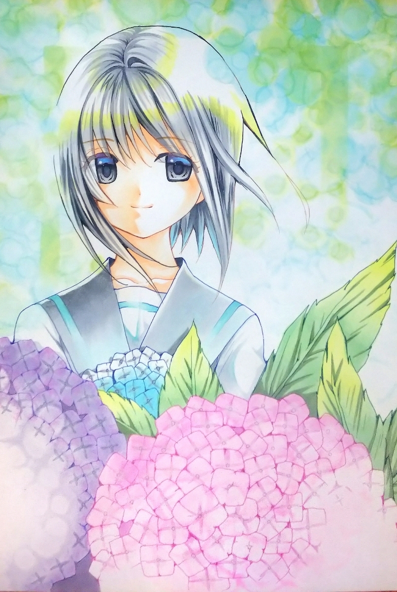 手描きイラスト 紫陽花 オリジナル ラフ画付き 女の子 セーラー服 手描きイラスト 売買されたオークション情報 Yahooの商品情報をアーカイブ公開 オークファン Aucfan Com