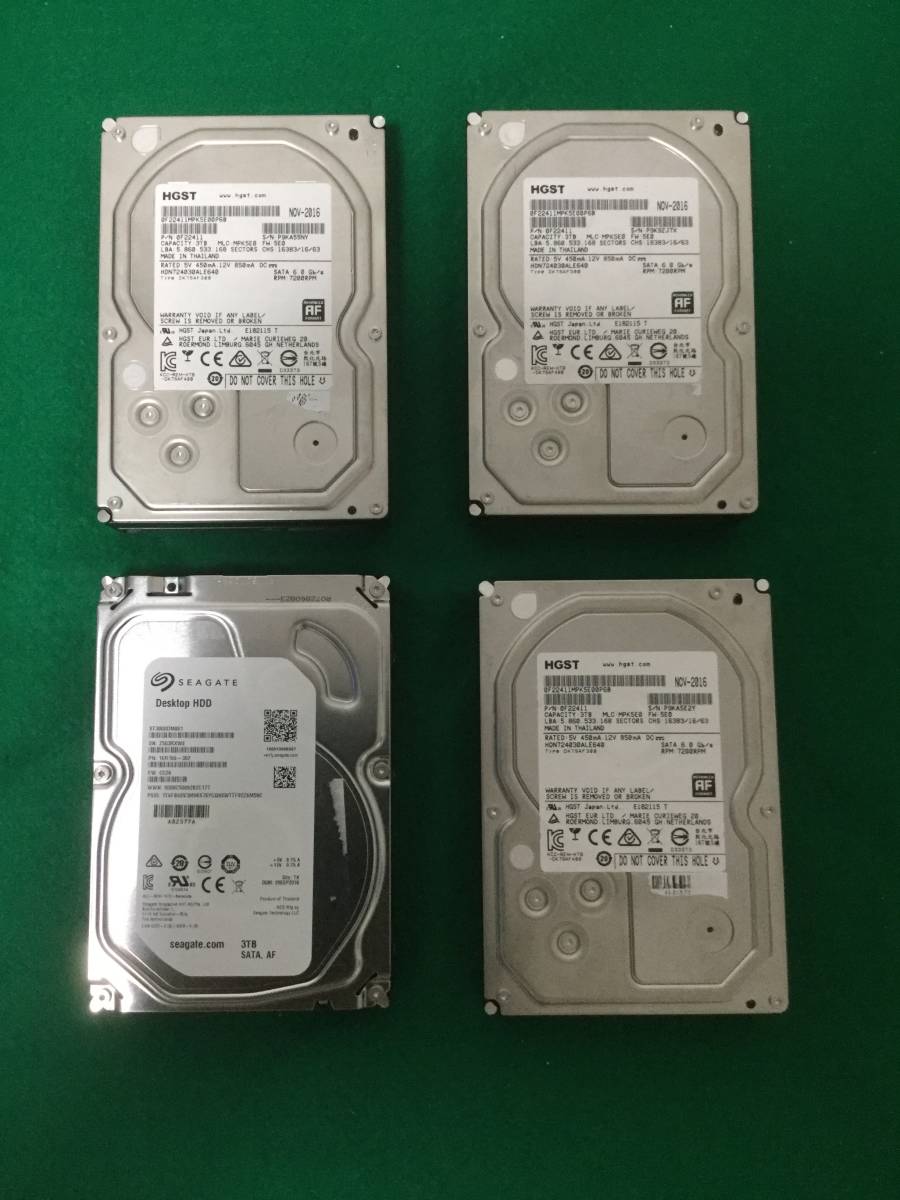 HDD 3TB 4台 中古ジャンク扱い （HGST製 Seagate製