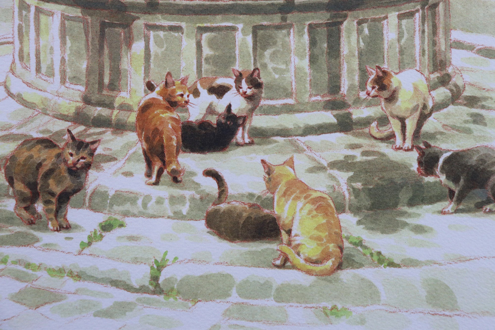 ◇人気作家◇笹倉鉄平◇旧市街の猫たち◇リトグラフ◇癒し◇状態良好