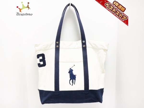 ポロラルフローレン POLObyRalphLauren ショルダーバッグ ビッグポニー キャンバス アイボリー×ダークネイビー バッグ