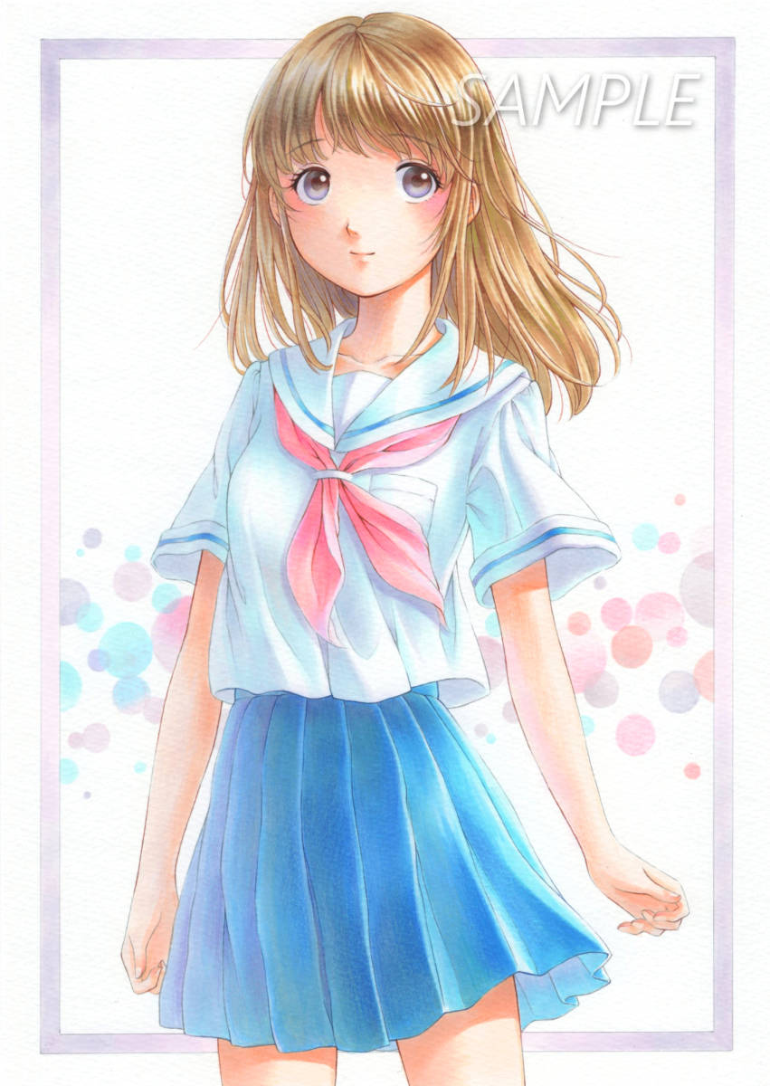 手描きイラスト オリジナル 女の子 セーラー服 夏服 B5 手描きイラスト 売買されたオークション情報 Yahooの商品情報をアーカイブ公開 オークファン Aucfan Com