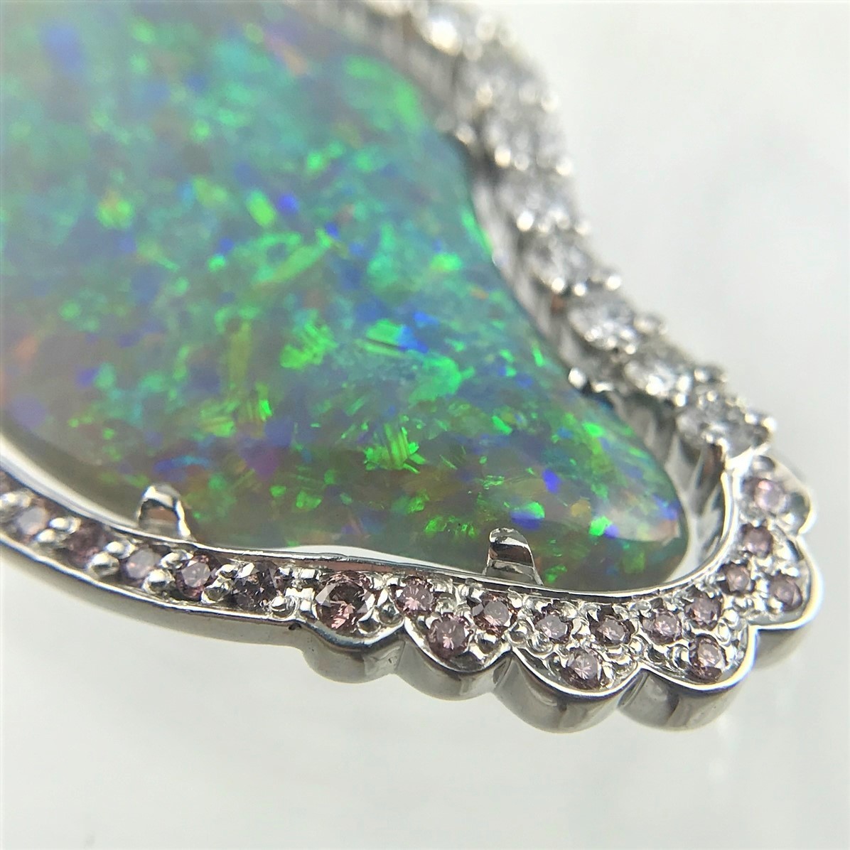 1円～ Pt900 オパール ダイヤモンド ペンダントトップ 1.36ct D0.36ct