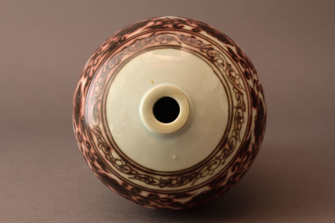 中国美術 紅龍紋 瓶(A759) 東明時代 景徳鎮窯 釉里紅
