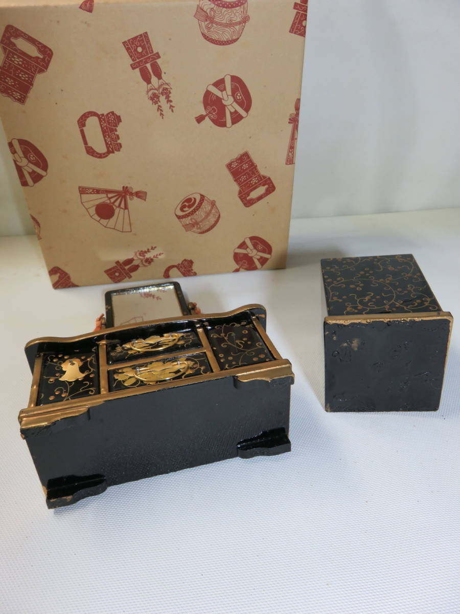 ●木製●雛道具●大型対鏡・針箱●ひな人形●盛上・蒔絵●漆器●昭和_4