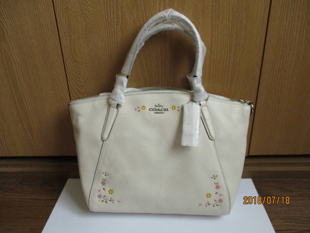 新品未使用品☆COACH コーチ 新作花柄 スモール2WAYバッグ 人気のホワイト