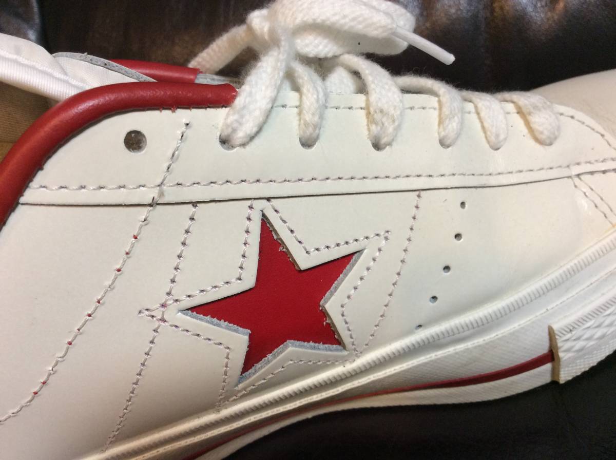 CONVERSE ONE STAR コンバース ワンスター 白x赤 レザー US9 /27.5cm 