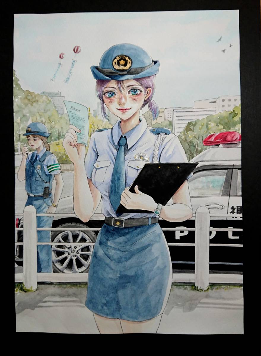 手描きオリジナルイラスト 婦警さん 取り締まり中 創作 水彩 手描きイラスト 売買されたオークション情報 Yahooの商品情報をアーカイブ公開 オークファン Aucfan Com