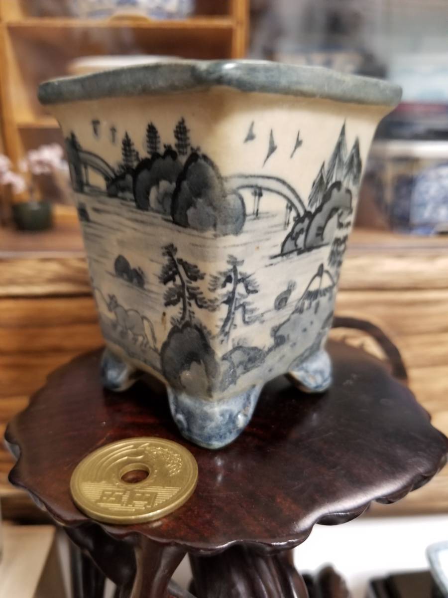 作者不明 盆栽鉢 (幅5.5cm×奥行5.4cm×高さ6.7cm)