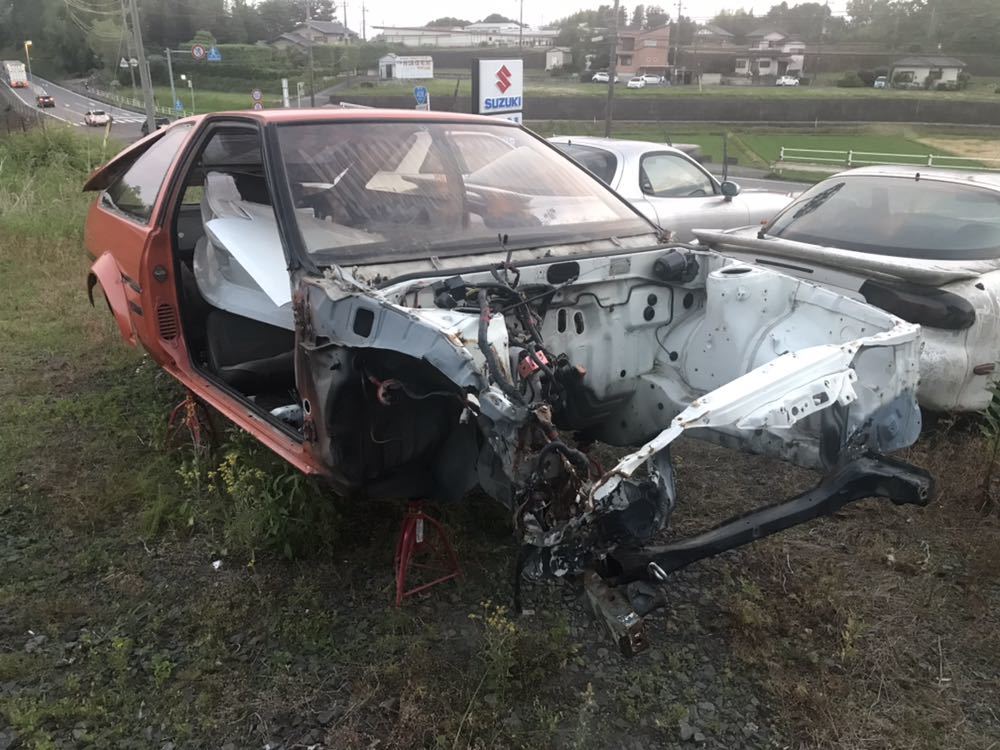 AE86 AE92 スプリンタートレノ 事故車 現状 部品取り車 部品取り 機関 