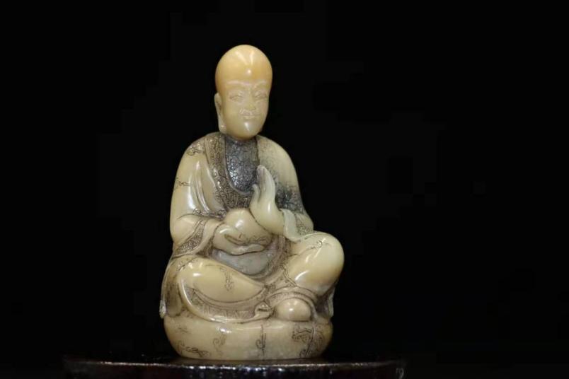 中国古美術 黒色印鑑 共箱 極細工 原石原色彫刻 寿山芙蓉石彫 ｜