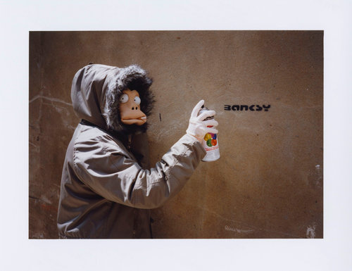 Banksy, Icon, Monkey Mask Session, Yellow⁄Violet, 2022 Banksy