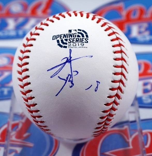 GE★菊池雄星2019年マリナーズ直筆入り2019年MLB日本開幕戦公式ボール・新品UV防止ケース付き☆イチロー・大谷翔平
