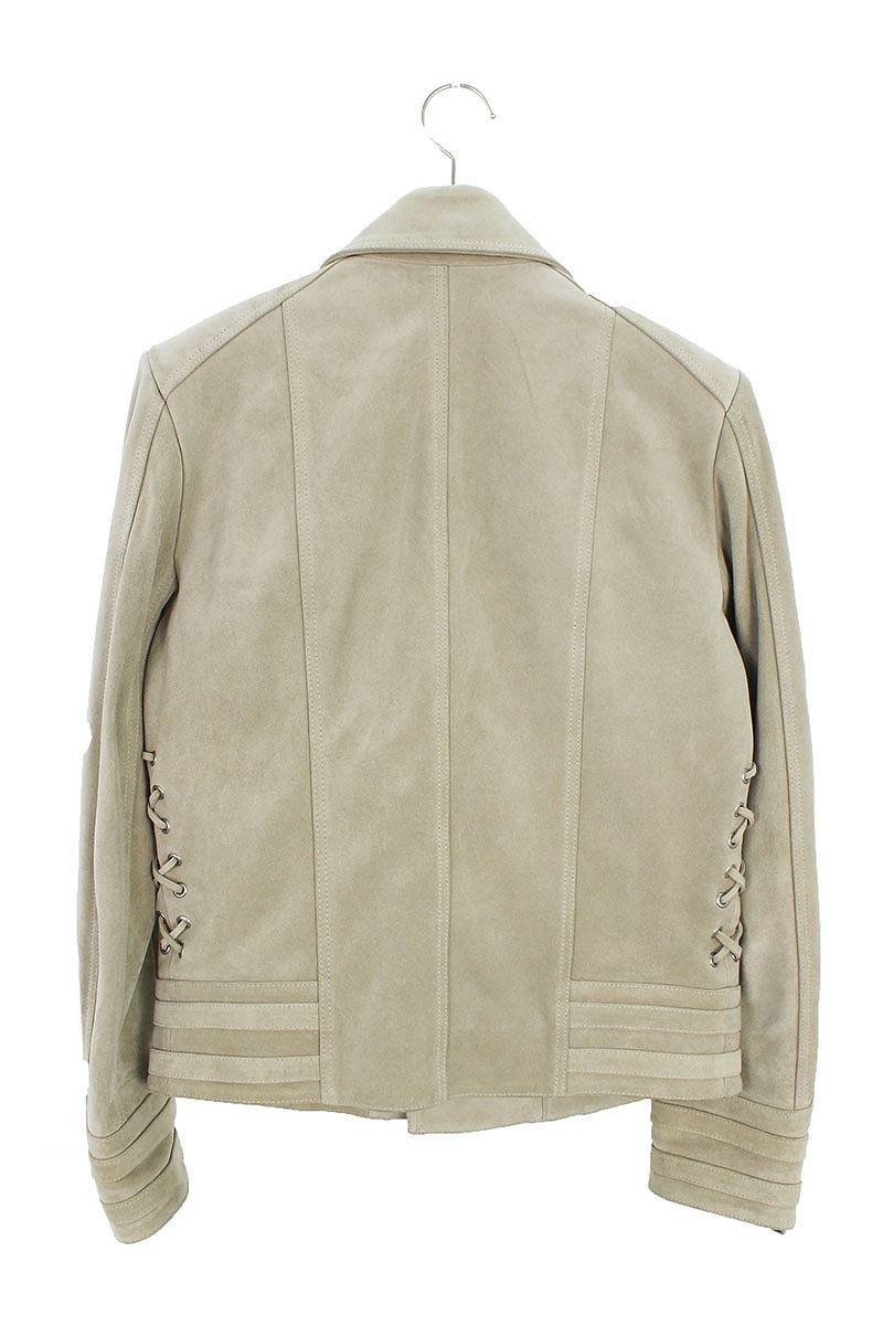 バルマン BALMAIN 18SS カーフスキンスエードレザーライダースレザージャケット 46 ベージュ 【129091_2】【99】