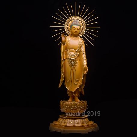 檜木 彩金 彩繪 金箔 精密細工 みやすかっ 極上彫 木彫仏像 仏教美術 