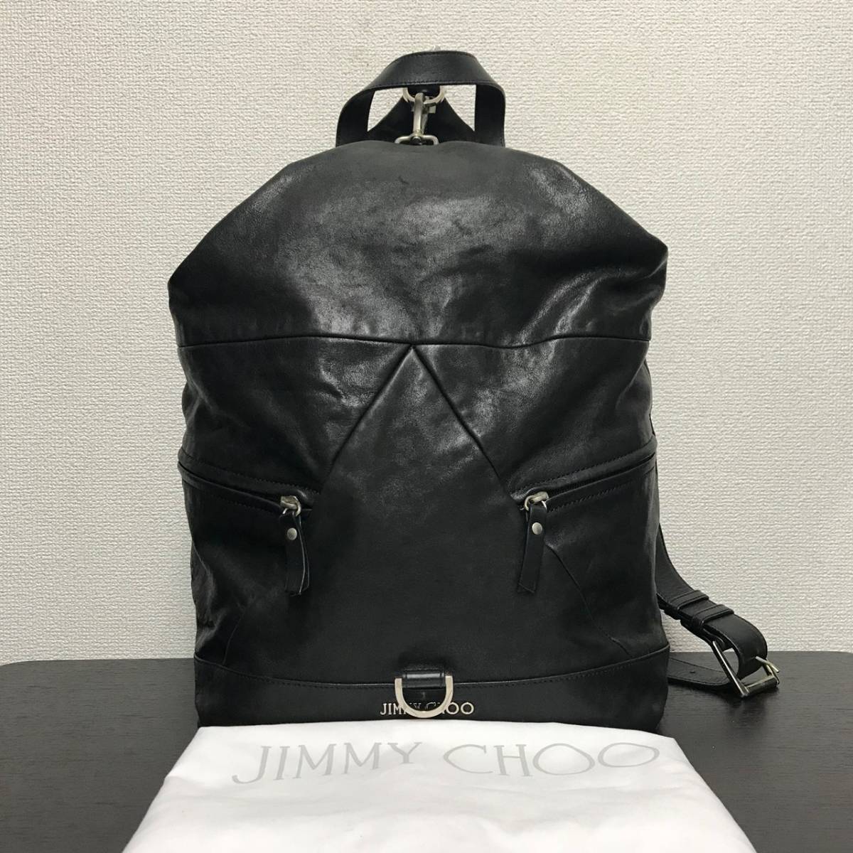JIMMY CHOO ジミーチュウ バックパック ブラック レザーバックパック 