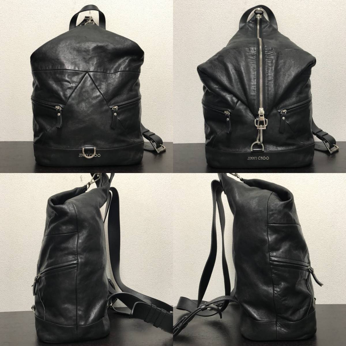 JIMMY CHOO ジミーチュウ バックパック ブラック レザーバックパック 