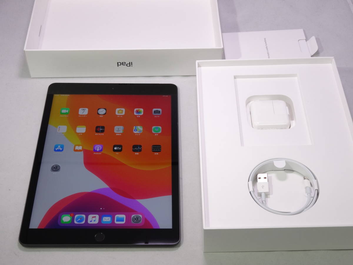 50◎60/ iPad 10.2インチ 第7世代 Wi-Fi+Cellular 32GB スペースグレイ MW6A2J/A au ネットワーク利用制限▲ジャンク扱い 完品