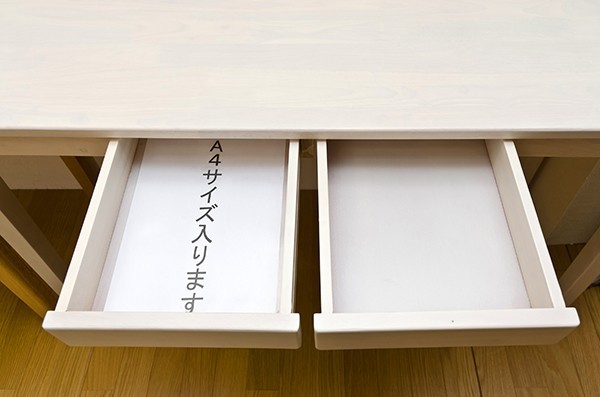 引出し付きデスク 天然木 ホワイトウオッシュ 120cm幅 引き出し2つ ホワイトウォッシュ（WW）木製テーブル 120×60cm デスク 机 天然木