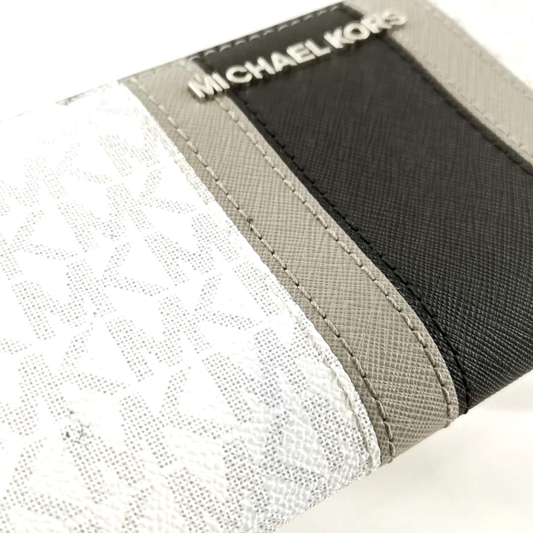 送料無料 マイケルコース MICHAEL KORS 長財布 L字ファスナー PVCレザー MKロゴ 白 ホワイト系 黒 ブラック系 レディース
